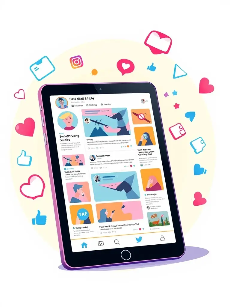 A vibrant social media feed showcasing engaging content and high levels of interaction, reflecting a successful social media campaign.